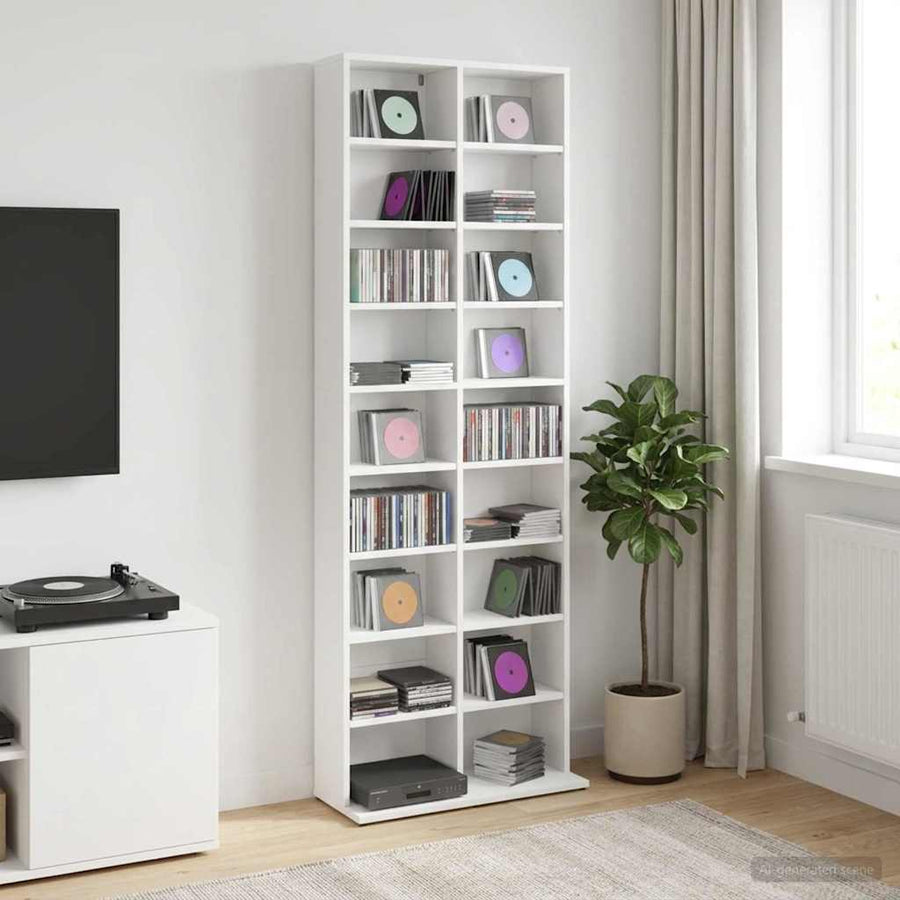 CD Cabinet White Engineered Wood