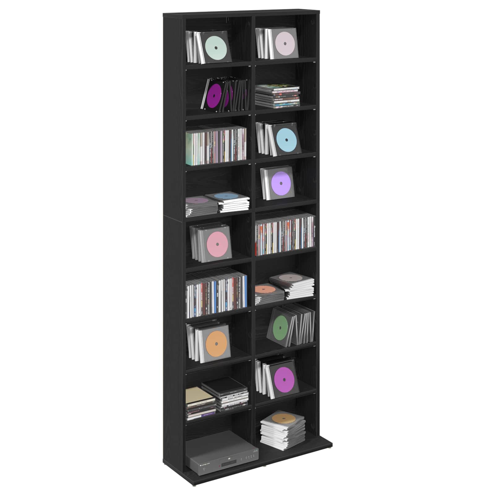 vidaXL CD Cabinet Black Oak 65 x 23.5 x 175 cm Engineered Wood 3
