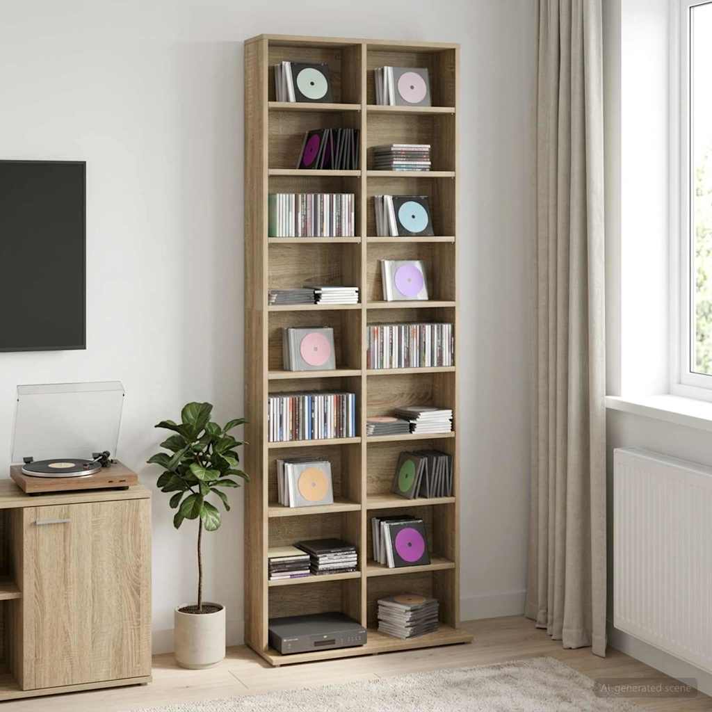 vidaXL CD Cabinet Sonoma Oak 65 x 23.5 x 175 cm Engineered Wood 1