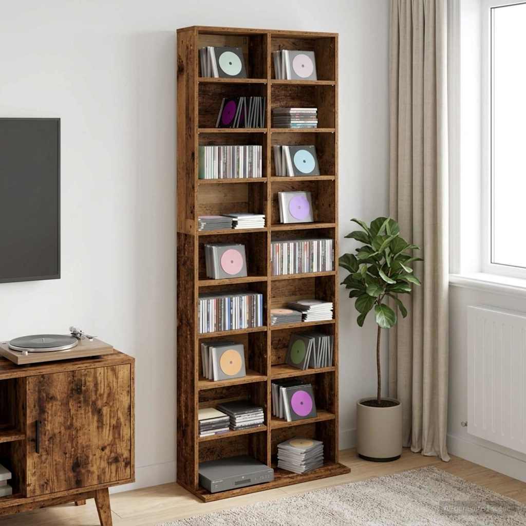 vidaXL CD Cabinet Old Wood 65 x 23.5 x 175 cm Engineered Wood 1