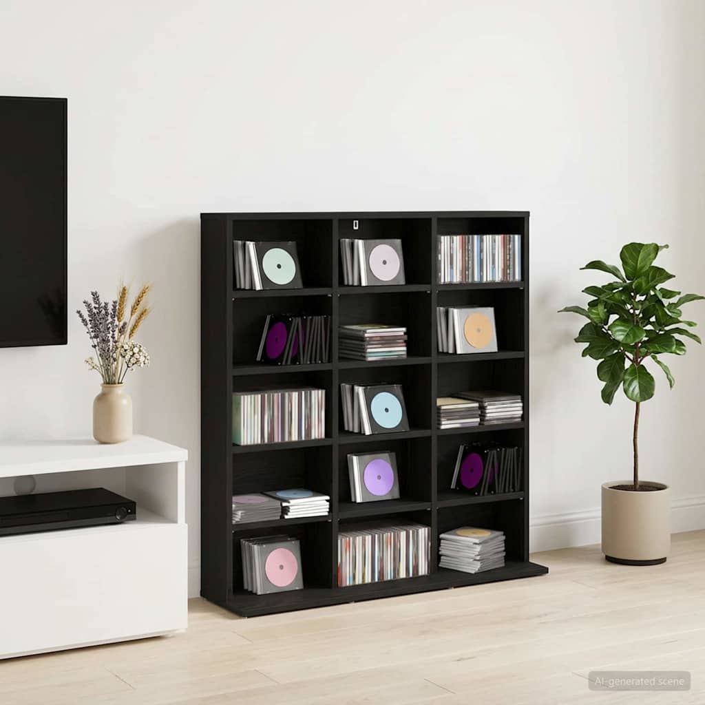 vidaXL CD Cabinet Black Oak 96 x 23.5 x 97.5 cm Engineered Wood 1