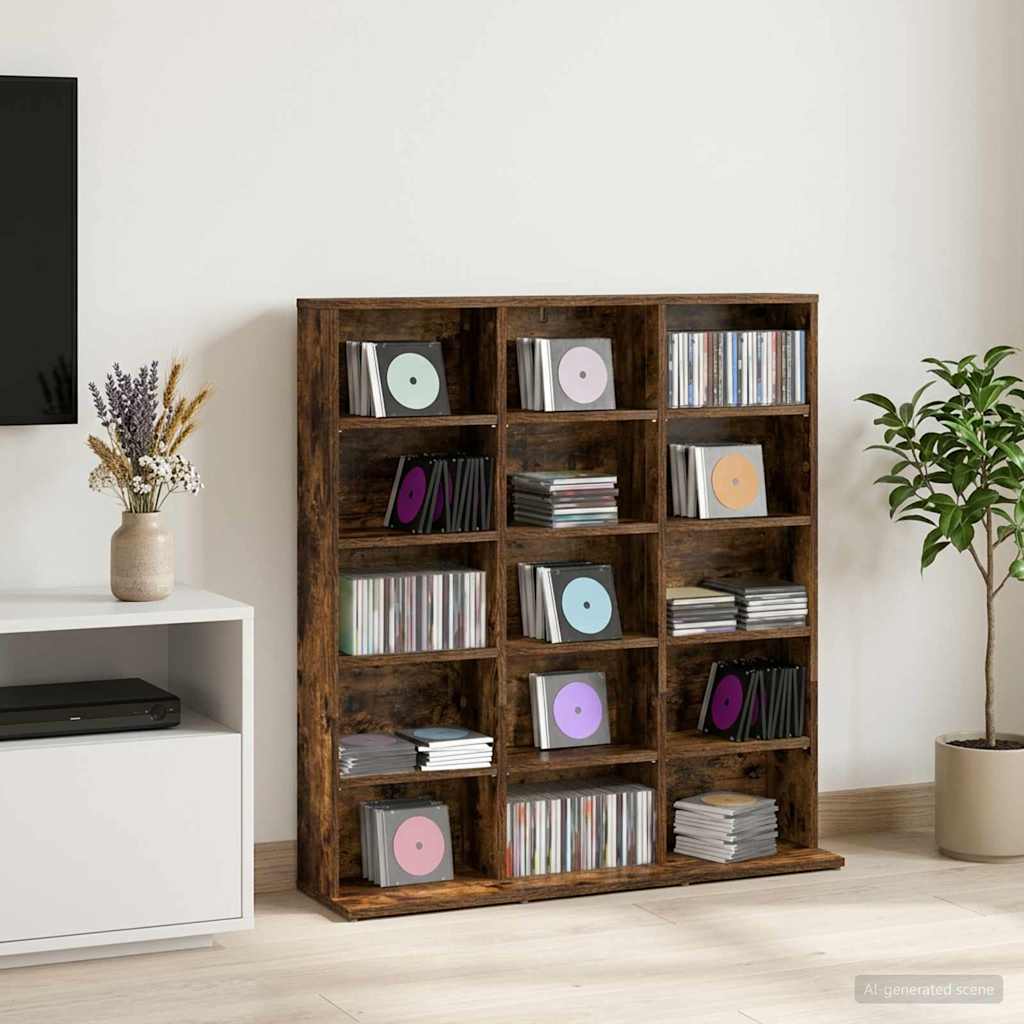 vidaXL CD Cabinet Smoked Oak 96 x 23.5 x 97.5 cm Engineered Wood 1