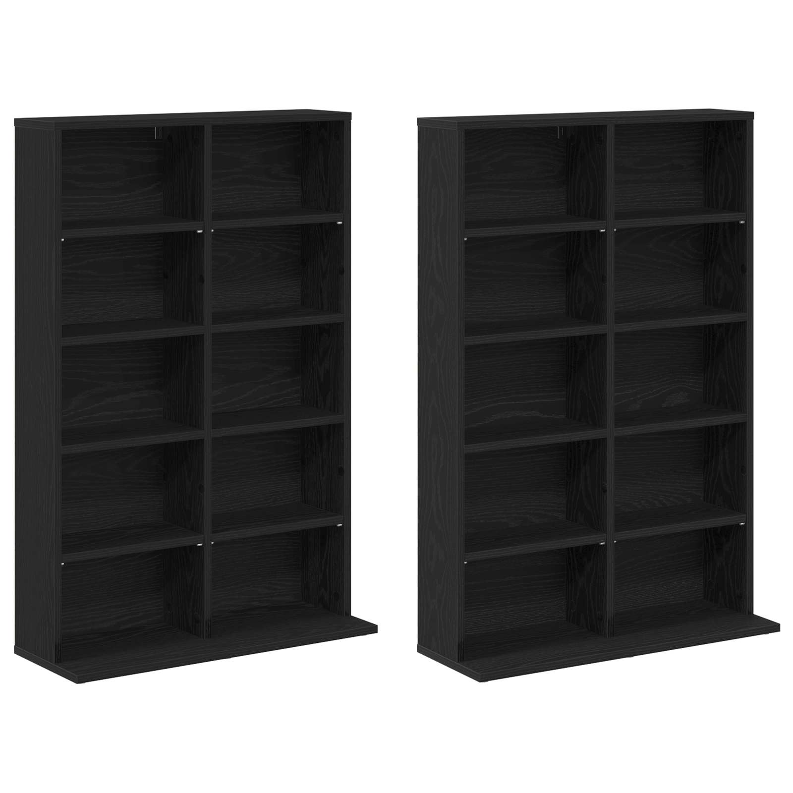 vidaXL CD Cabinet 2 pcs Black Oak 65 x 23.5 x 97.5 cm Engineered Wood 5