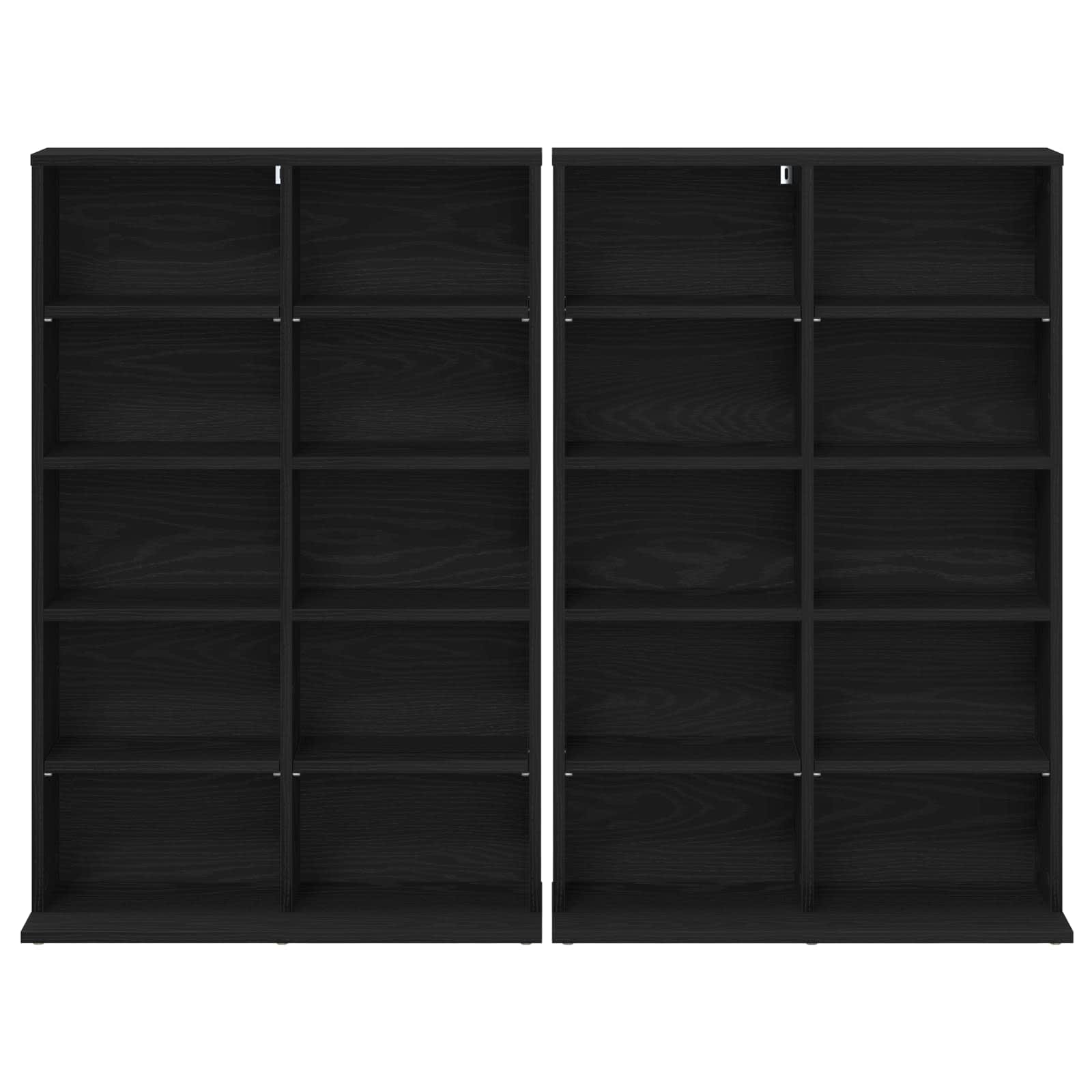vidaXL CD Cabinet 2 pcs Black Oak 65 x 23.5 x 97.5 cm Engineered Wood 6