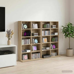 vidaXL CD Cabinet 2 pcs Sonoma Oak 65 x 23.5 x 97.5 cm Engineered Wood 1