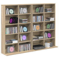 vidaXL CD Cabinet 2 pcs Sonoma Oak 65 x 23.5 x 97.5 cm Engineered Wood 3