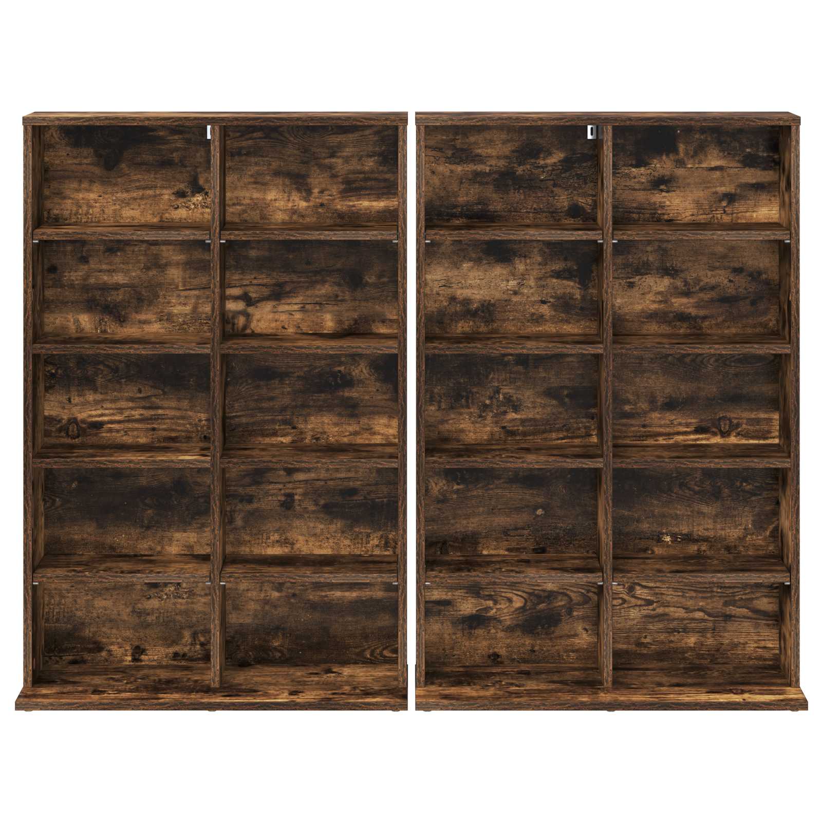 vidaXL CD Cabinet 2 pcs Smoked Oak 65 x 23.5 x 97.5 cm Engineered Wood 6