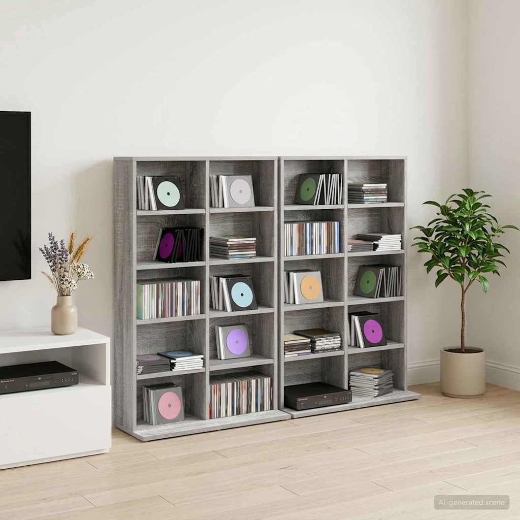 vidaXL CD Cabinet 2 pcs Grey Sonoma 65 x 23.5 x 97.5 cm 1