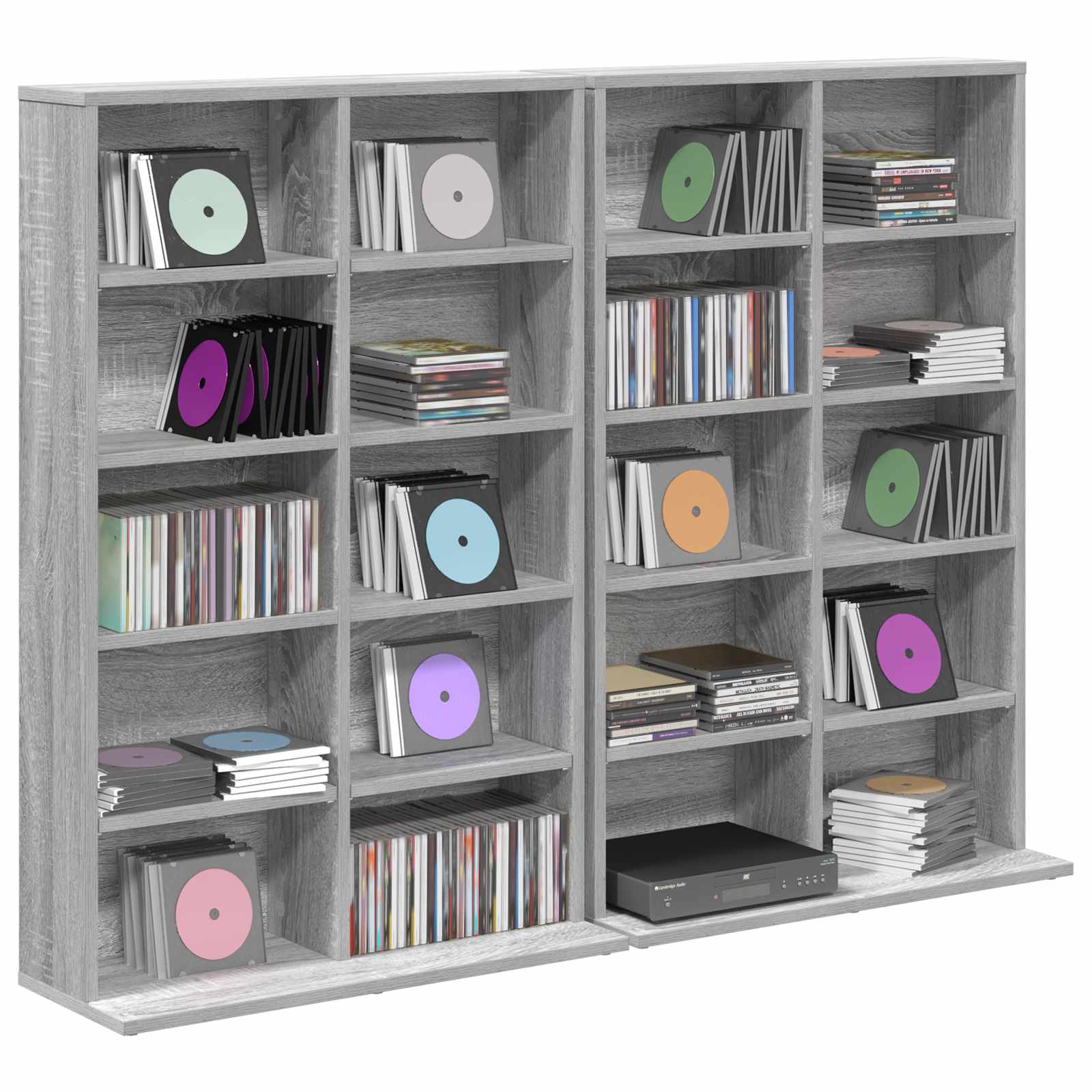 vidaXL CD Cabinet 2 pcs Grey Sonoma 65 x 23.5 x 97.5 cm 3