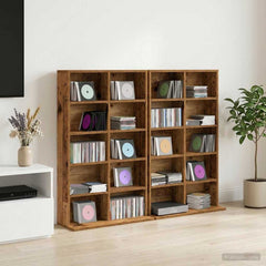 vidaXL CD Cabinet 2 pcs Old Wood 65 x 23.5 x 97.5 cm Engineered Wood 1