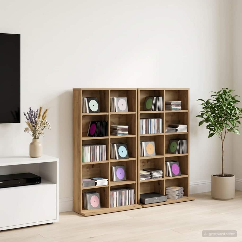 vidaXL CD Cabinet 2 pcs Artisan Oak 65 x 23.5 x 97.5 cm 1