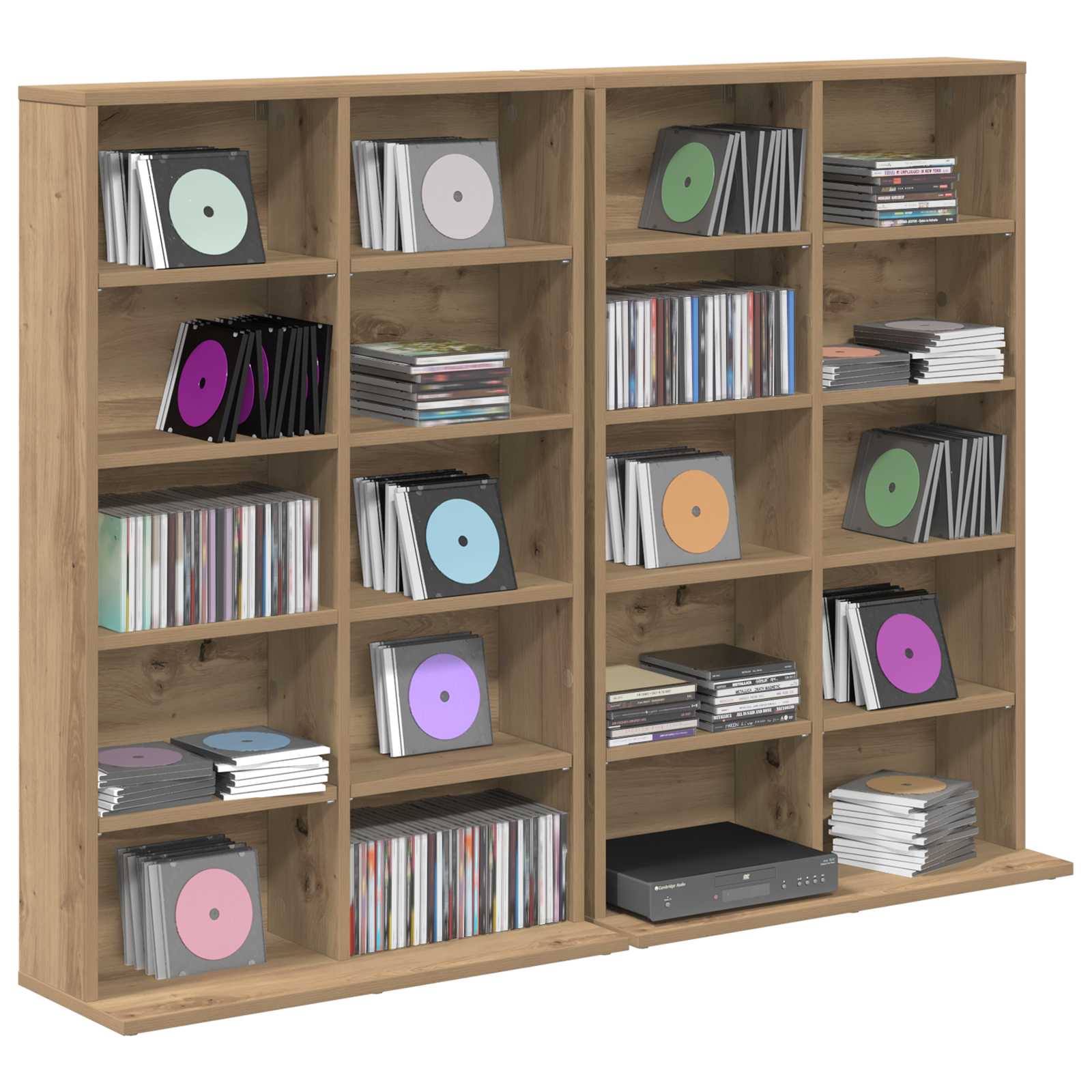 vidaXL CD Cabinet 2 pcs Artisan Oak 65 x 23.5 x 97.5 cm 3