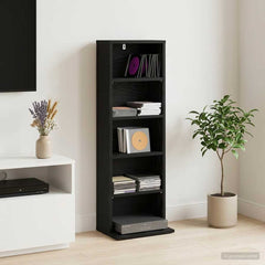 vidaXL CD Cabinet Black Oak 33 x 23.5 x 97.5 cm Engineered Wood 1