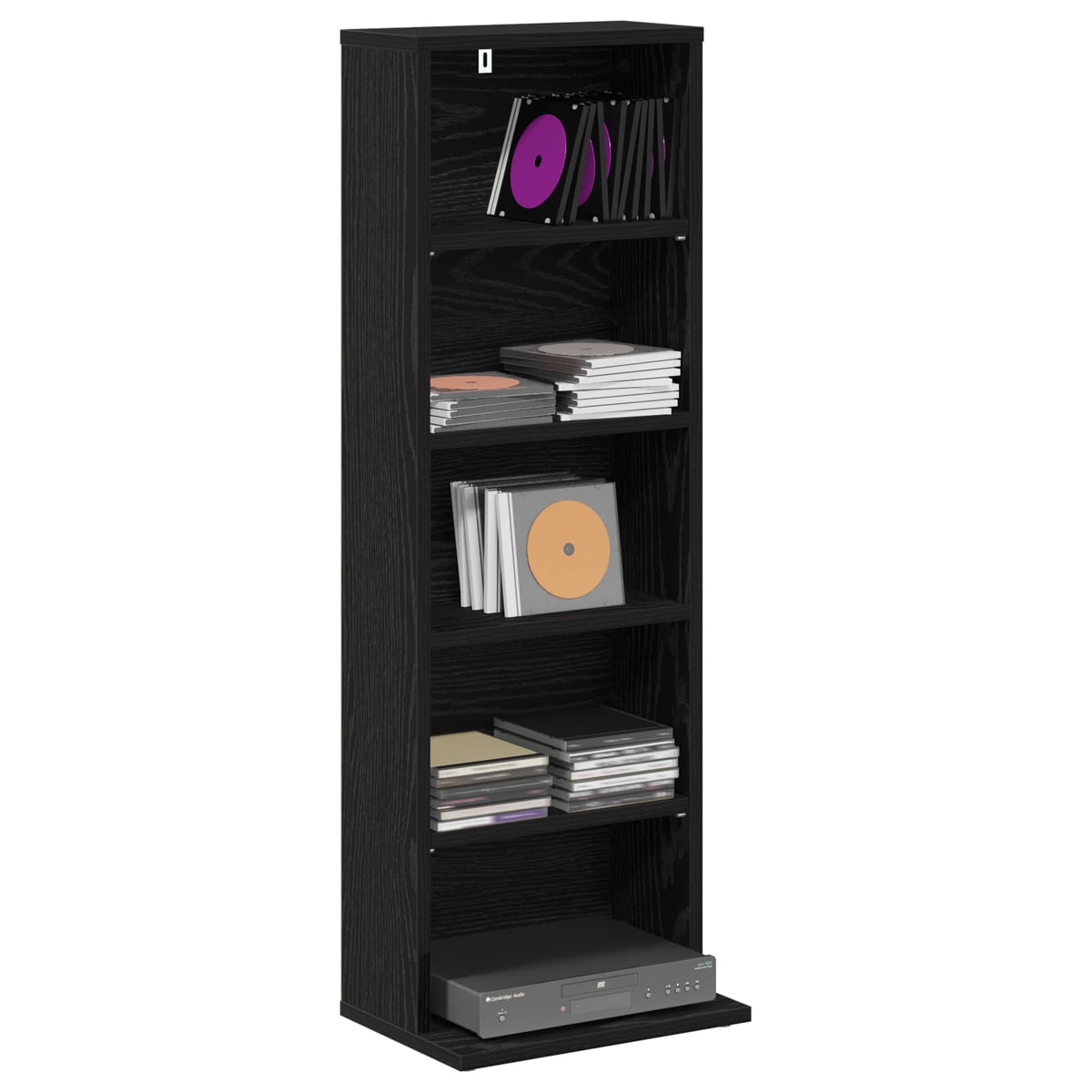 vidaXL CD Cabinet Black Oak 33 x 23.5 x 97.5 cm Engineered Wood 3