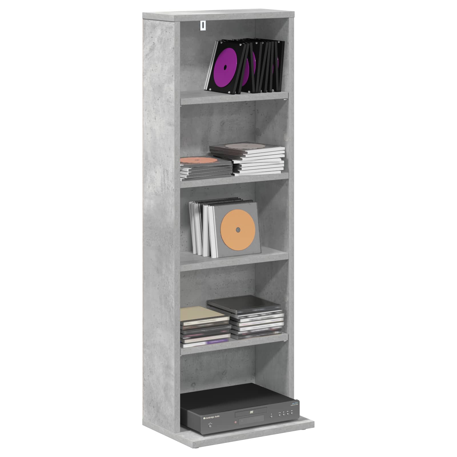 vidaXL CD Cabinet Concrete Grey 33 x 23.5 x 97.5 cm Engineered Wood 3