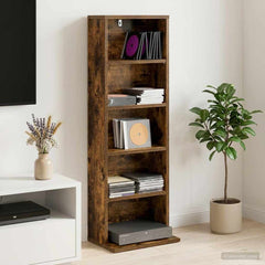 vidaXL CD Cabinet Smoked Oak 33 x 23.5 x 97.5 cm Engineered Wood 1