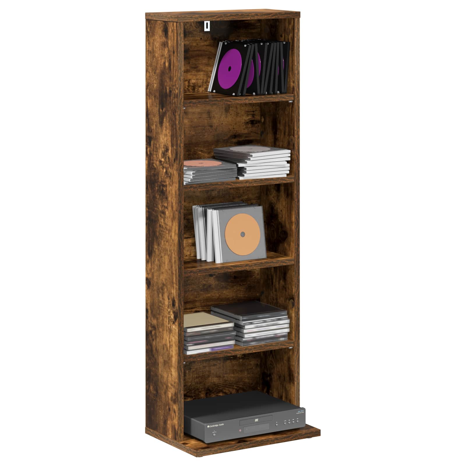 vidaXL CD Cabinet Smoked Oak 33 x 23.5 x 97.5 cm Engineered Wood 3