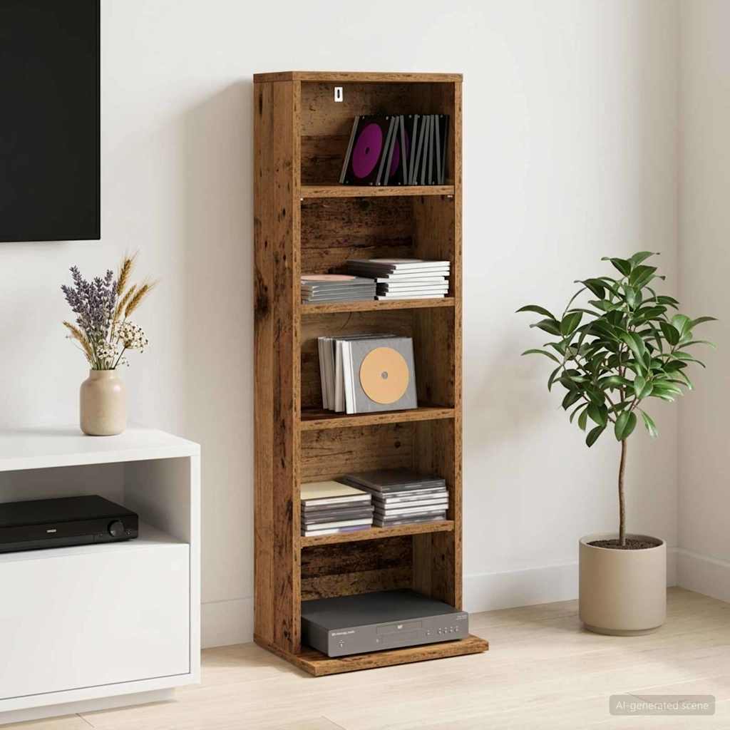 vidaXL CD Cabinet Oak Wood 33 x 23.5 x 97.5 cm Engineered Wood 1