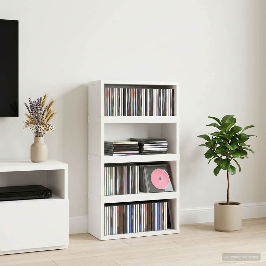 vidaXL CD Storage Rack 4 pcs White 40 x 17 x 17 cm Engineered Wood 1