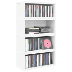 vidaXL CD Storage Rack 4 pcs White 40 x 17 x 17 cm Engineered Wood 3