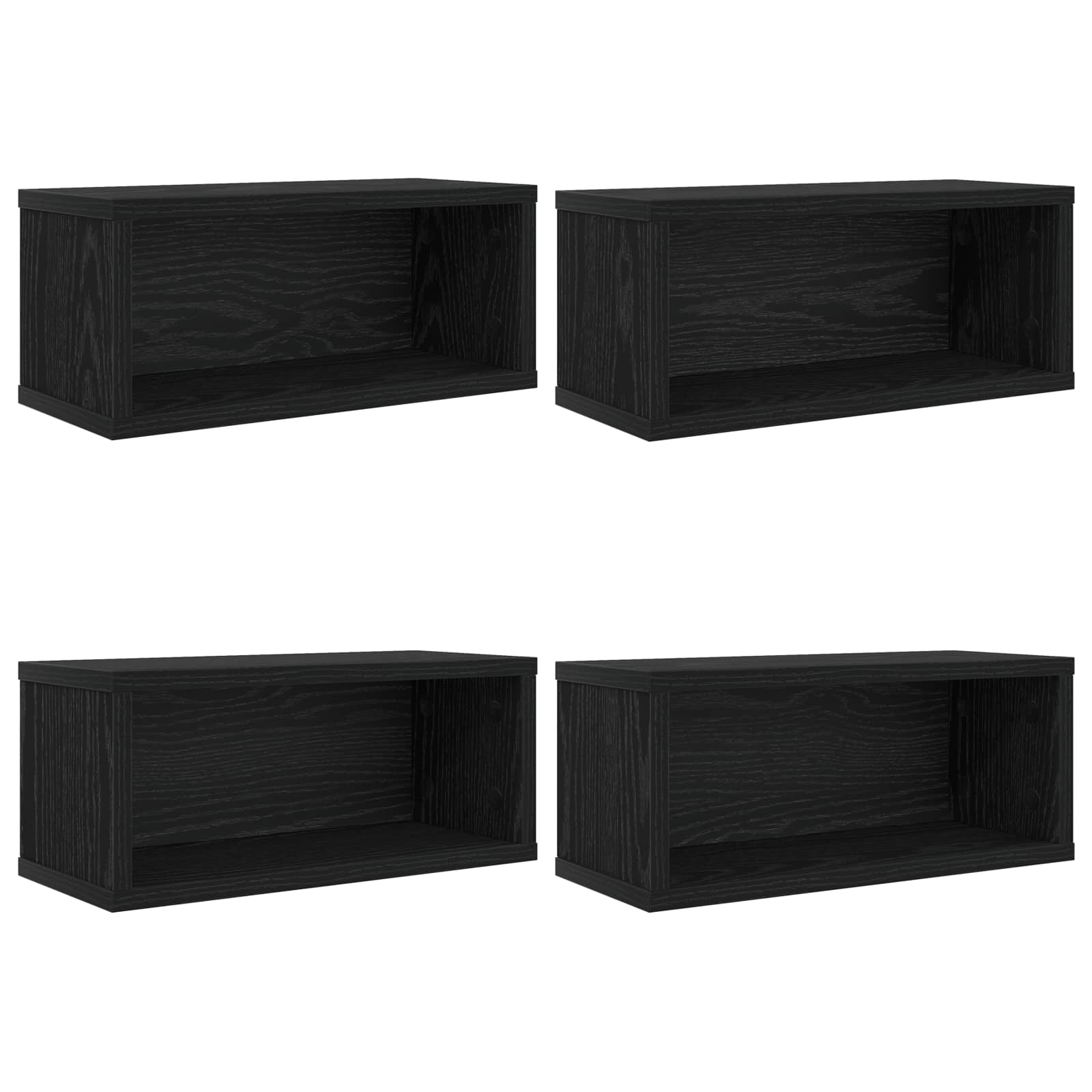 vidaXL CD Storage Rack 4 pcs Black Oak 40 x 17 x 17 cm Engineered Wood 2