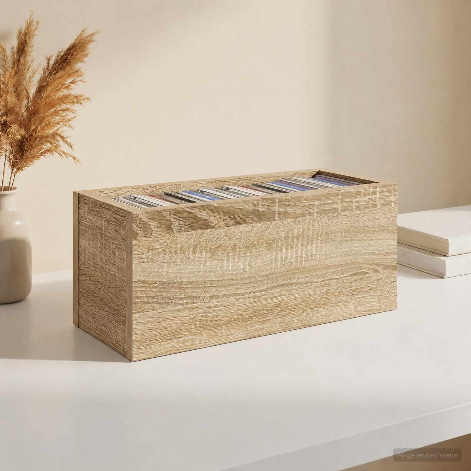 vidaXL CD Storage Rack 4 pcs Sonoma Oak 40 x 17 x 17 cm 1
