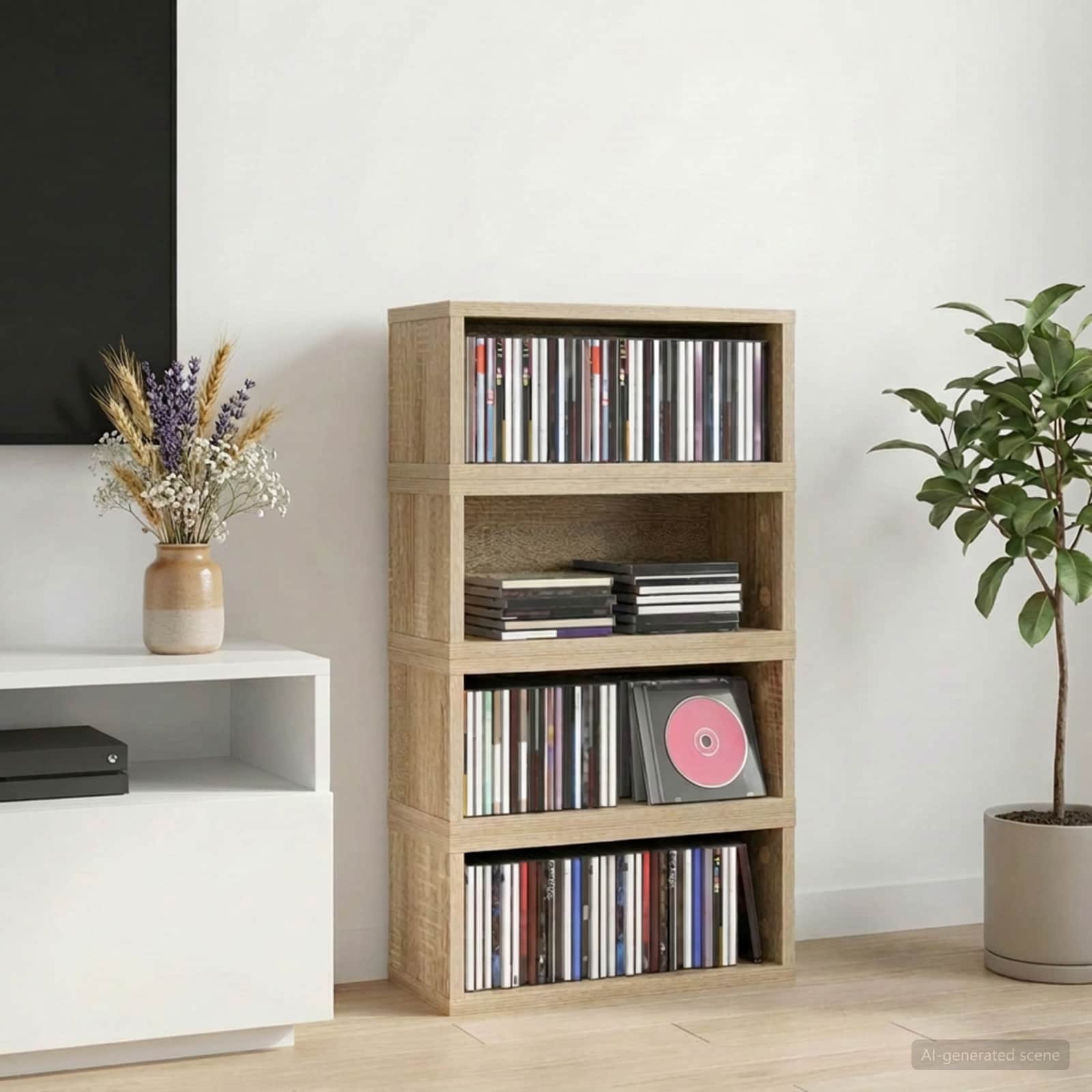 vidaXL CD Storage Rack 4 pcs Sonoma Oak 40 x 17 x 17 cm 4
