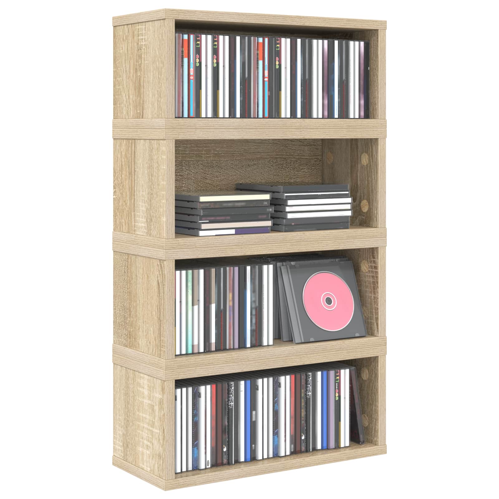 vidaXL CD Storage Rack 4 pcs Sonoma Oak 40 x 17 x 17 cm 3
