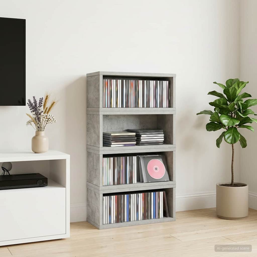 vidaXL CD Storage Rack 4 pcs Concrete Grey 40 x 17 x 17 cm 1