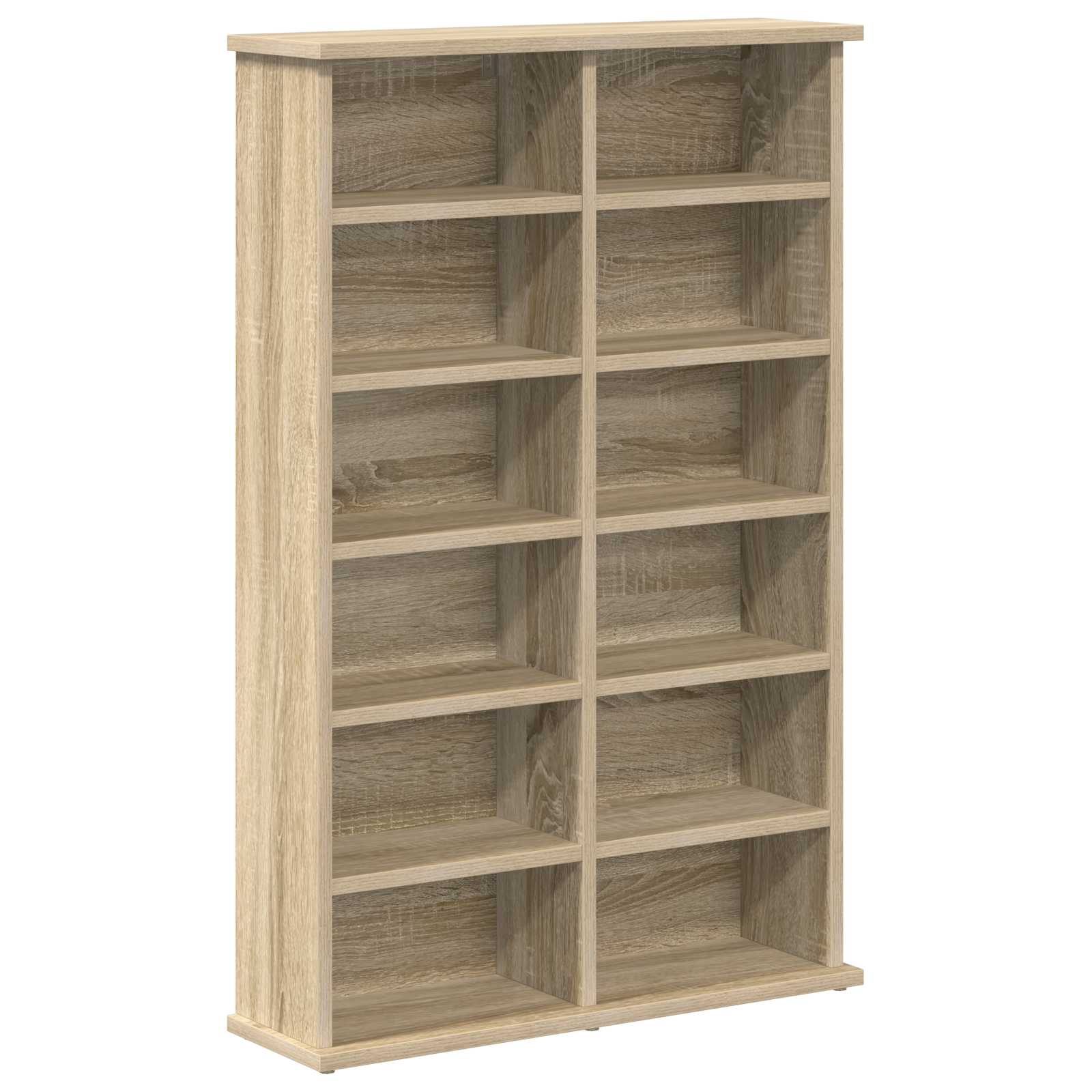 vidaXL CD Cabinet 2 pcs Sonoma Oak 60 x 17 x 92 cm Engineered Wood 4