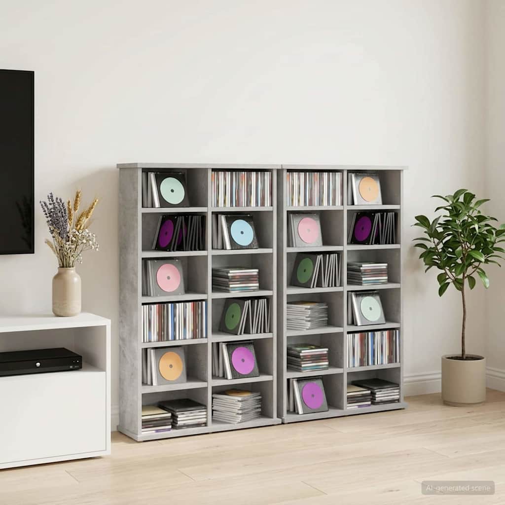 CD Cabinet 2 pcs Concrete Grey Engineered Wood