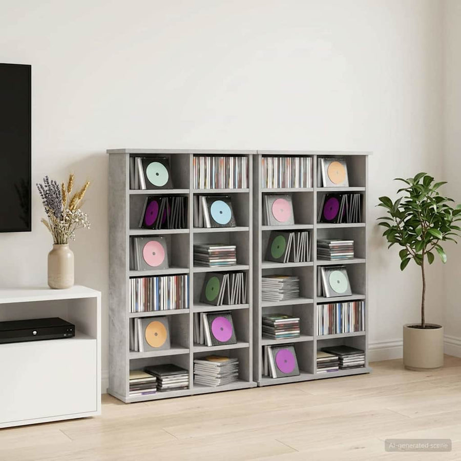 CD Cabinet 2 pcs Concrete Grey Engineered Wood