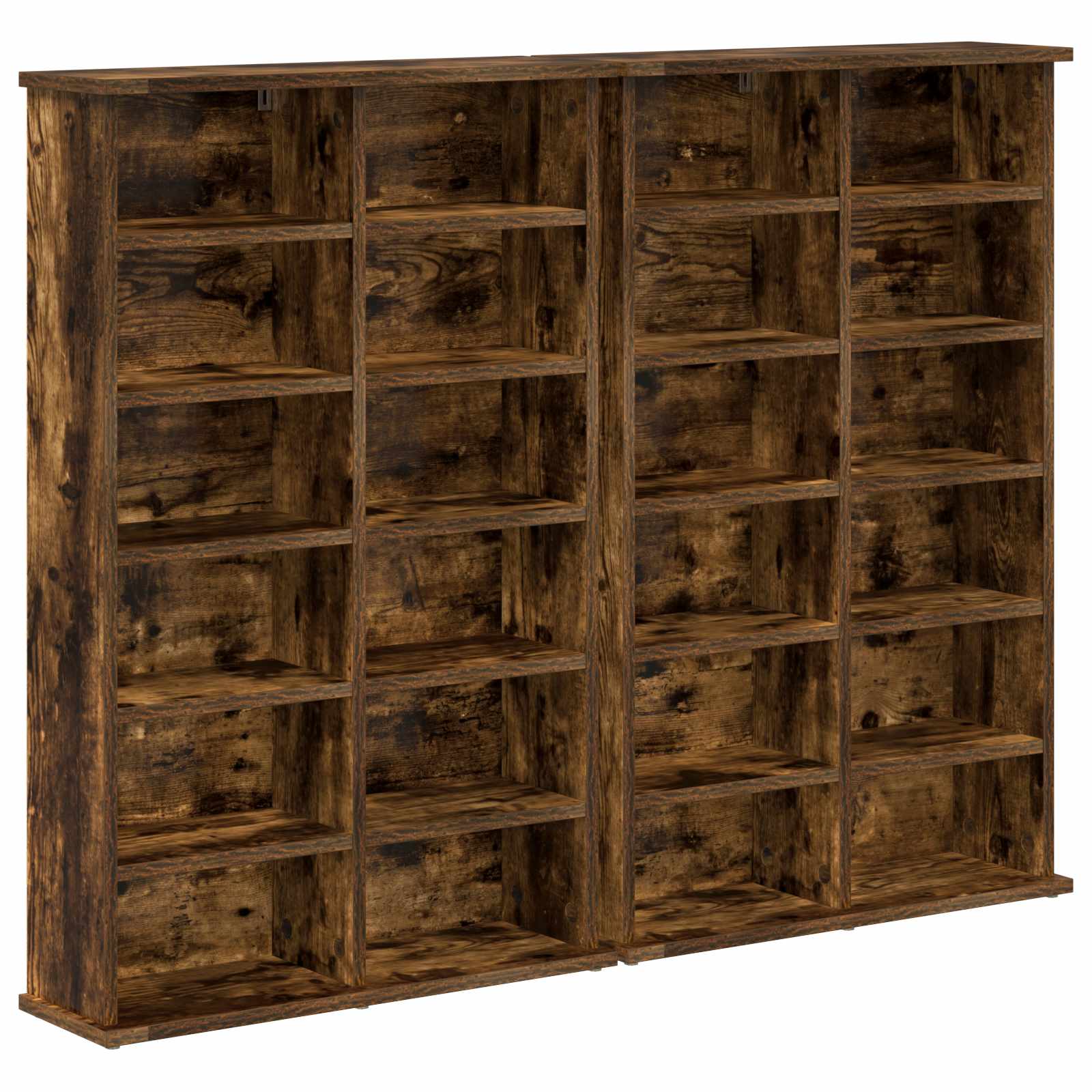 vidaXL CD Cabinet 2 pcs Smoked Oak 60 x 17 x 92 cm Engineered Wood 2