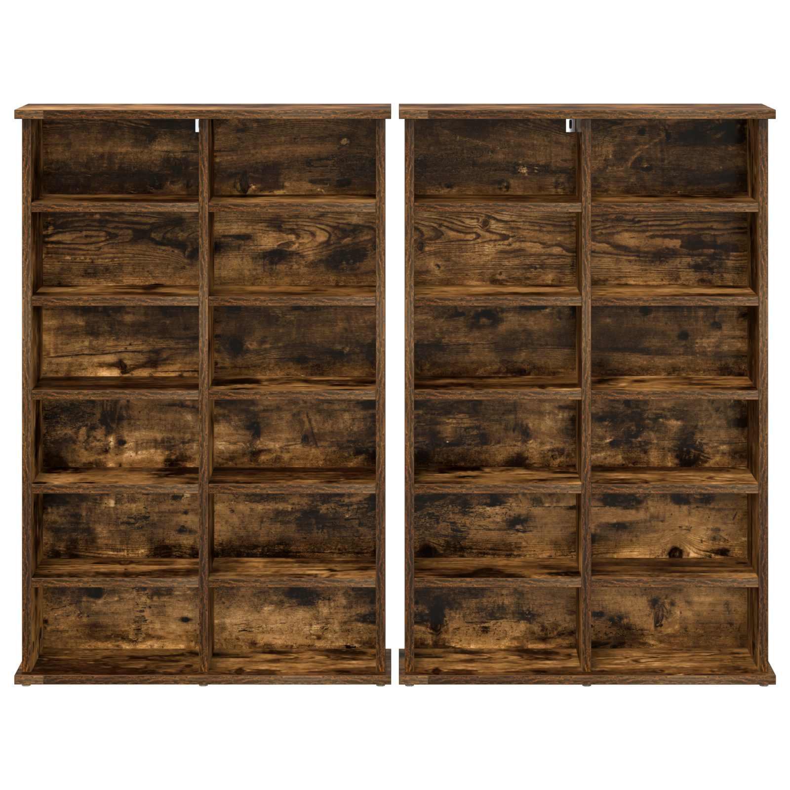 vidaXL CD Cabinet 2 pcs Smoked Oak 60 x 17 x 92 cm Engineered Wood 6