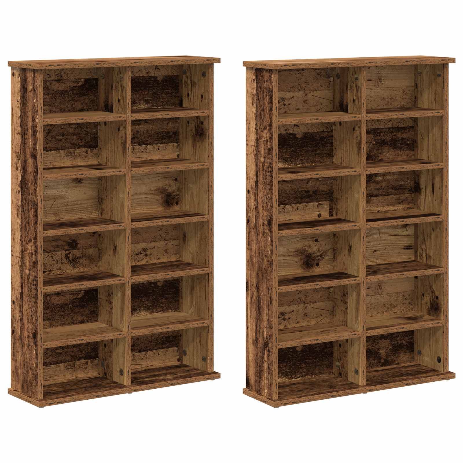 vidaXL CD Cabinet 2 pcs Old Wood 60 x 17 x 92 cm Engineered Wood 5