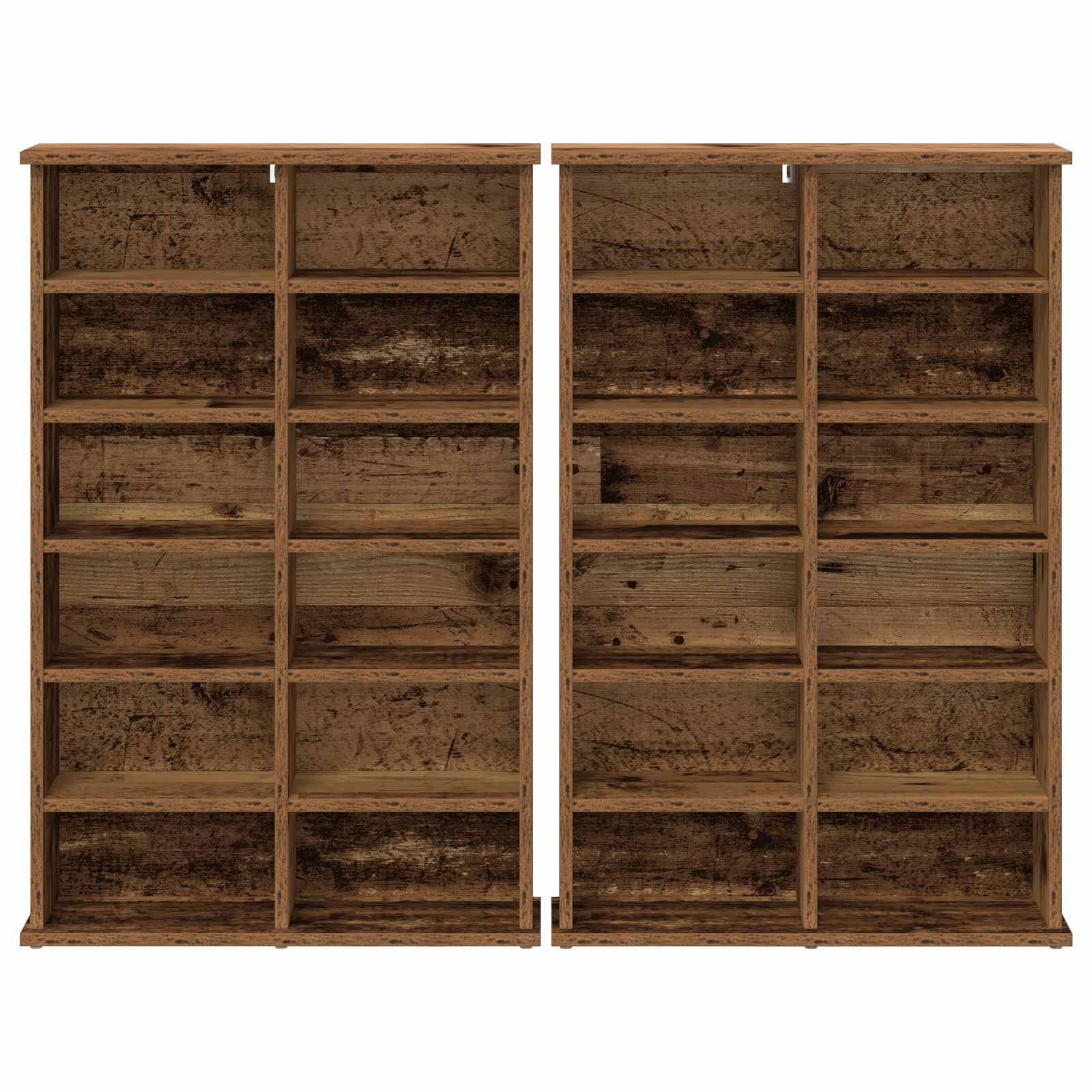 vidaXL CD Cabinet 2 pcs Old Wood 60 x 17 x 92 cm Engineered Wood 6