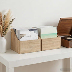 LP Record Box Engineered Wood 2 Depth 33 cm Sonoma oak
