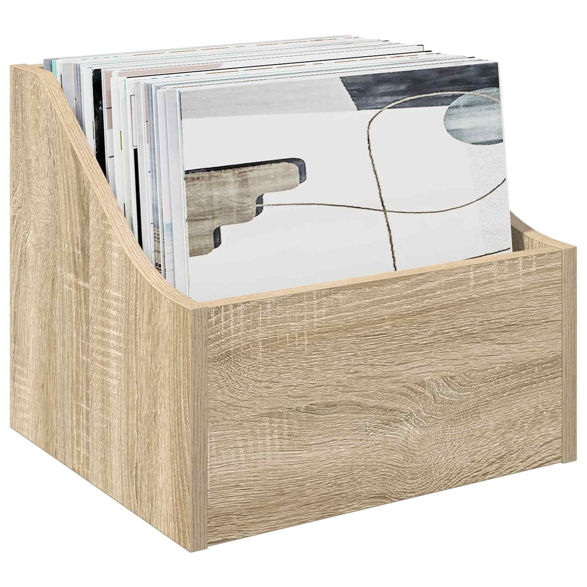 LP Record Box Engineered Wood 2 Depth 33 cm Sonoma oak
