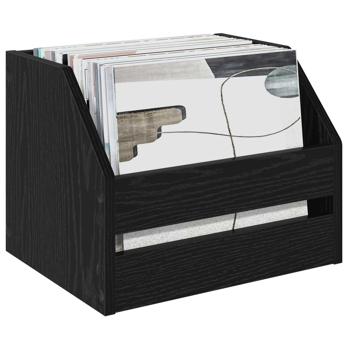 Vinyl Album Box 38 x 30 x 29 cm Engineered Wood Black oak