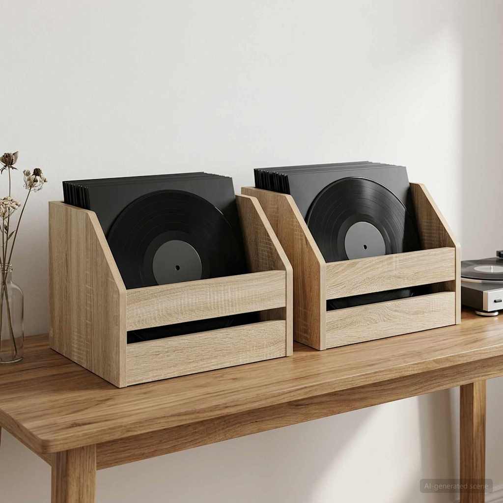 vidaXL Vinyl Album Box 2 pcs Sonoma Oak 38 x 30 x 29 cm 1