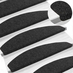 Self-adhesive Stair Mats 15 pcs 80 x 24.5 x 3.5 cm Black