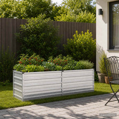 vidaXL Raised Garden Bed Silver 160 x 40 x 55 cm galvanized 1