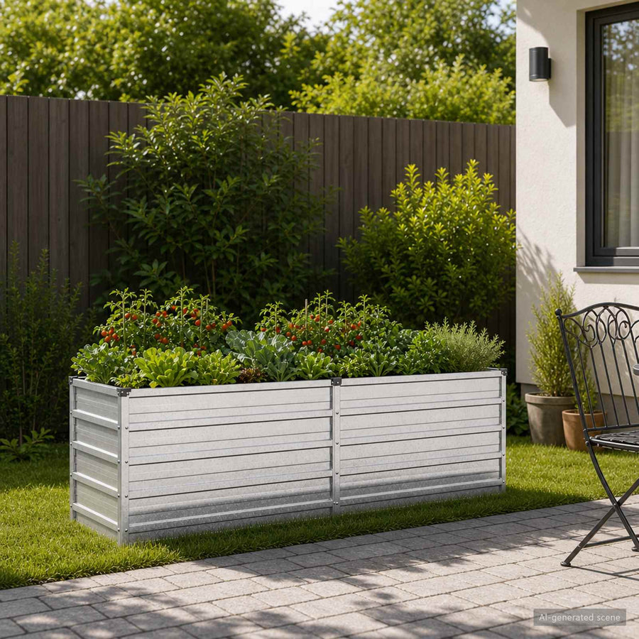 vidaXL Raised Garden Bed Silver 160 x 40 x 55 cm galvanized 1