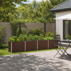 Raised Garden Bed 321 x 40 x 55 cm Galvanised Steel Black Walnut