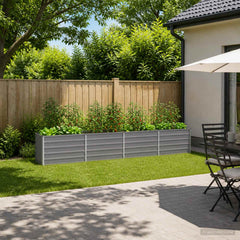 Raised Garden Bed 321 x 40 x 55 cm Galvanised Steel Grey