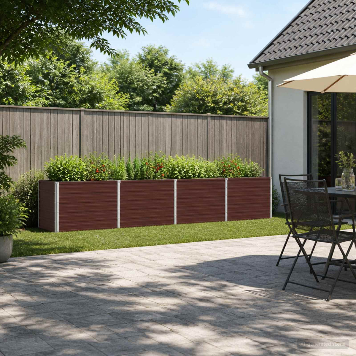 Raised Garden Bed 321 x 40 x 55 cm Galvanised Steel Brown