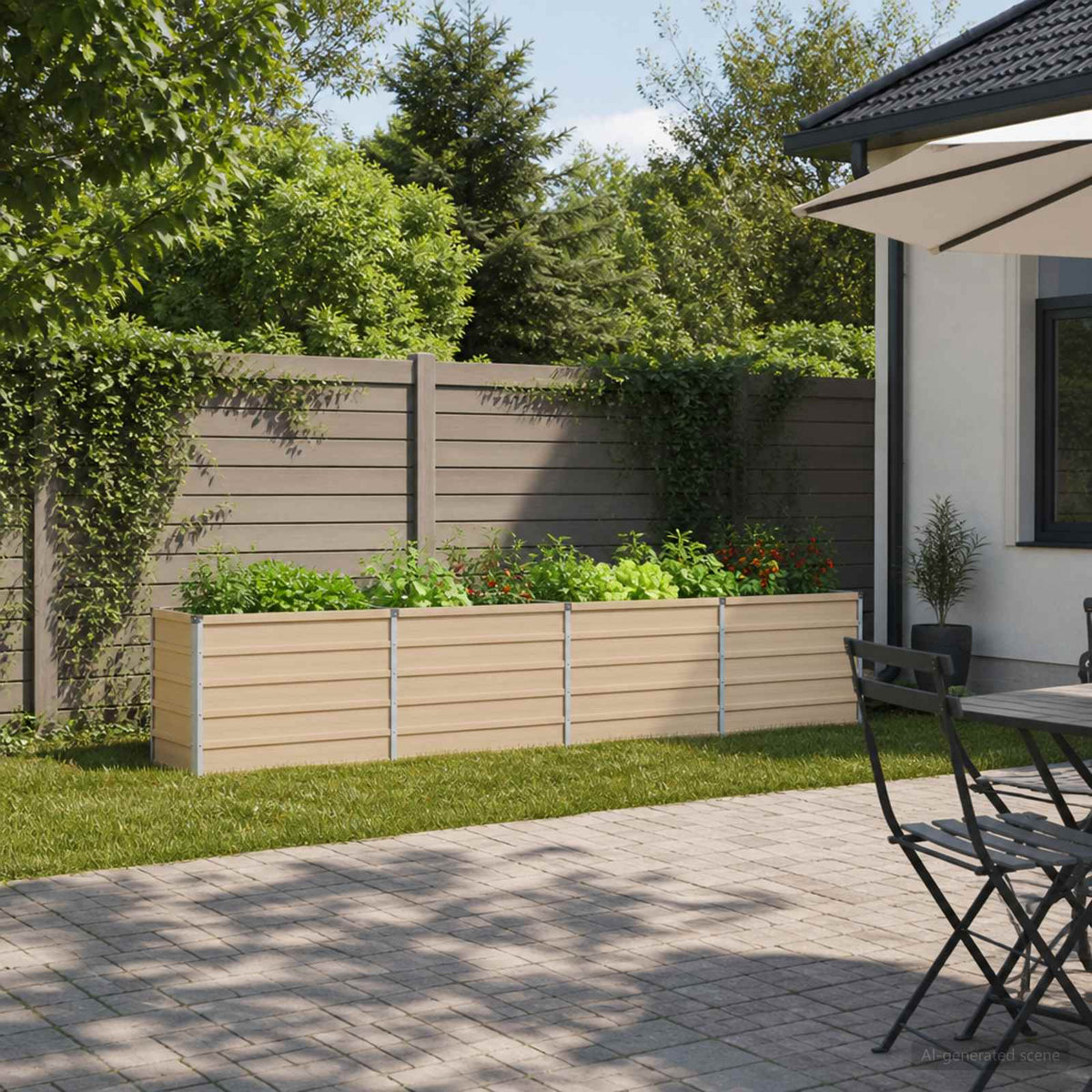 Raised Garden Bed 321 x 40 x 55 cm Galvanised Steel Ivory