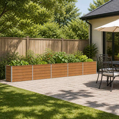 Raised Garden Bed 400 x 40 x 55 cm Galvanised Steel Wood Brown