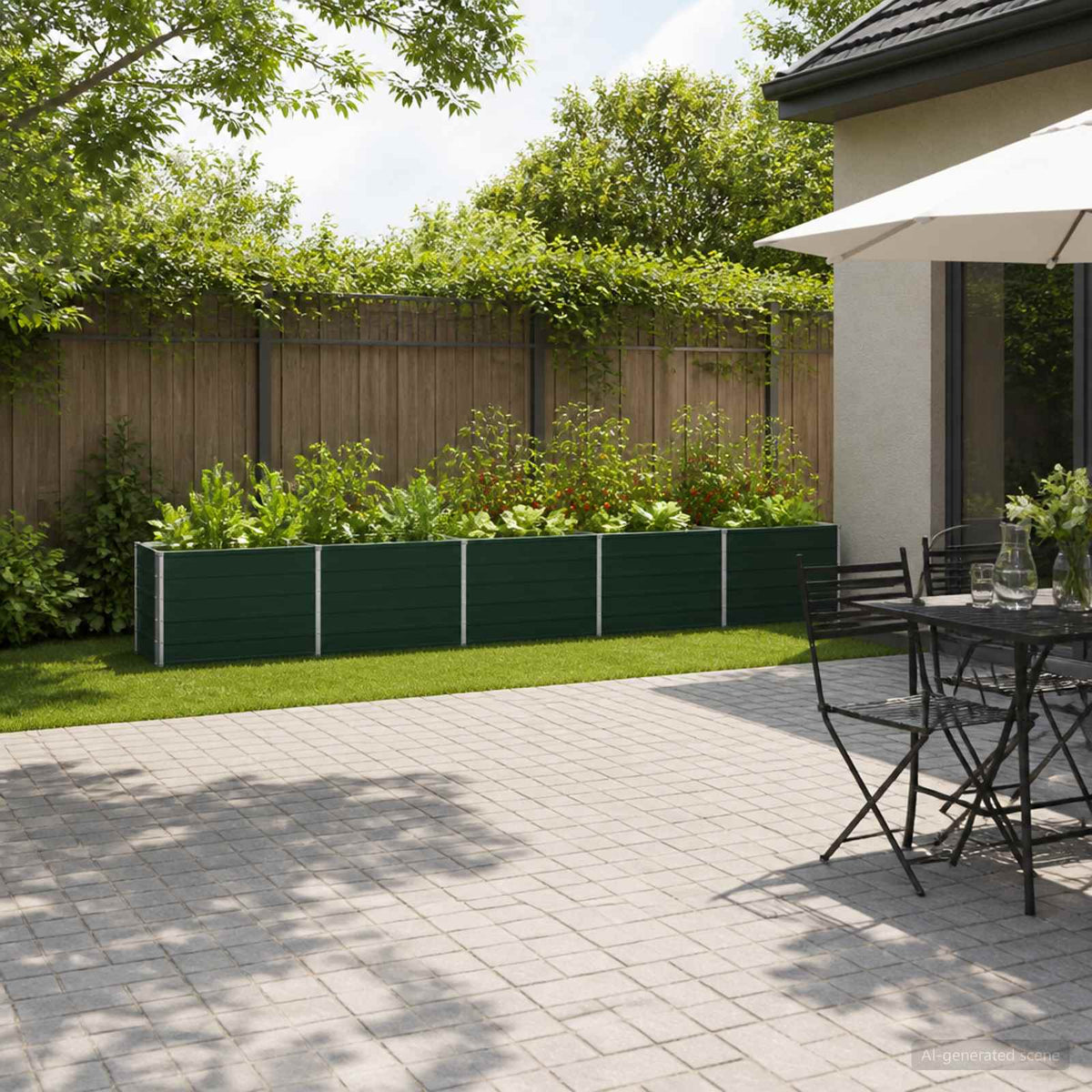 Raised Garden Bed 400 x 40 x 55 cm Galvanised Steel Green