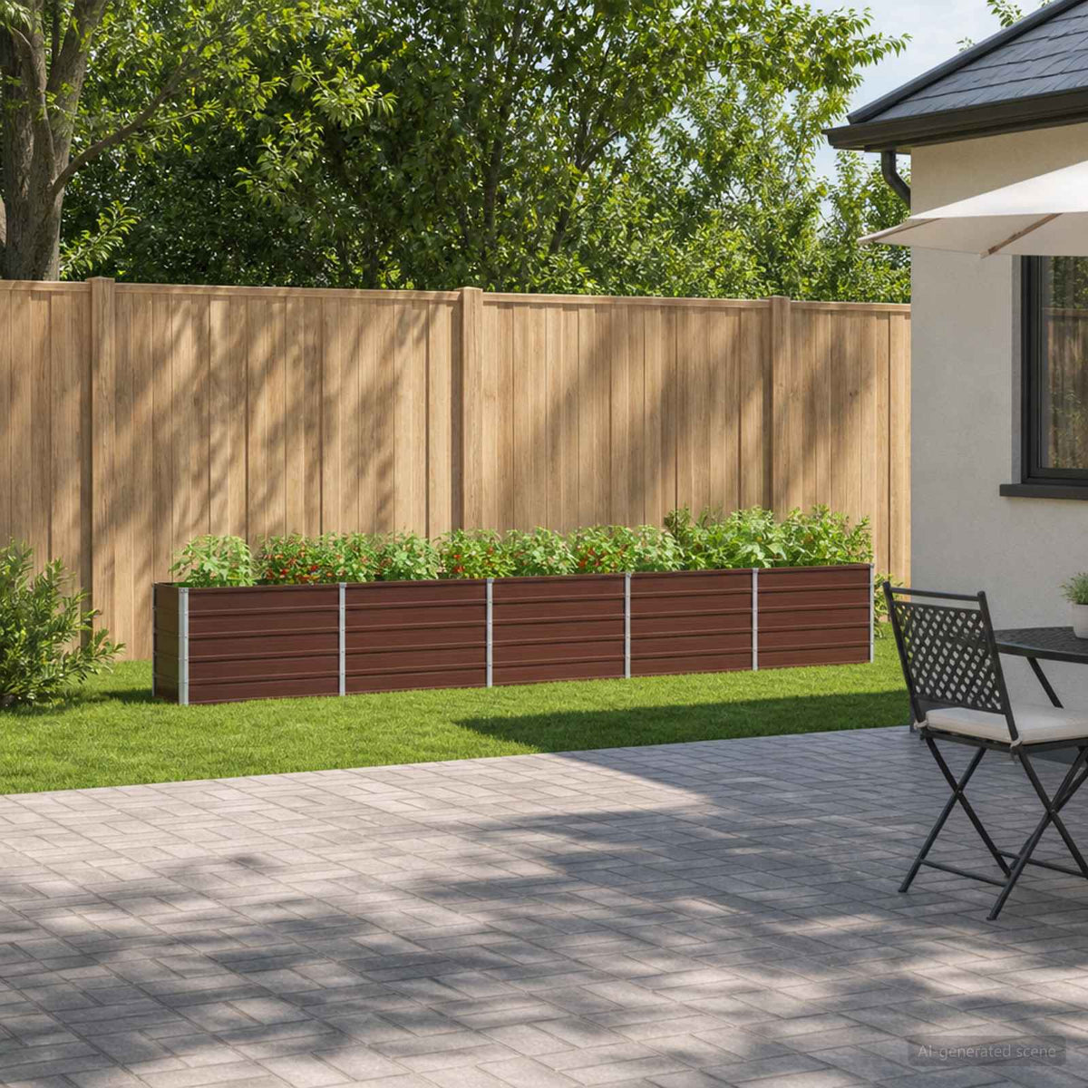 Raised Garden Bed 400 x 40 x 55 cm Galvanised Steel Brown